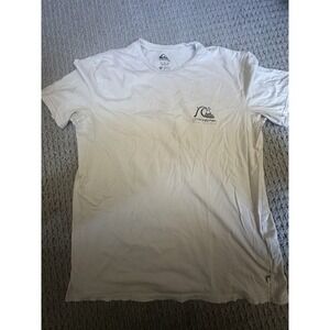 Quiksilver Shirt Mens XL Beige Surf Designs Graphic Tee Short Sleeve Skater Art